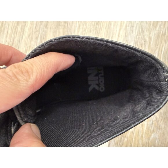 Studio Ink Cowboy Wing Tip Men's Black Leather Ankle Boots Size 9 Brogue - Picture 11 of 12